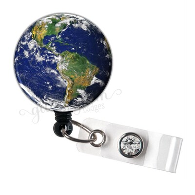 Earth Badge Reel, Astronomy Retractable Badge Reel, Science Badge Reel, Astronomy Badge Holder, Teacher Badge Holder - GG5137 - image1